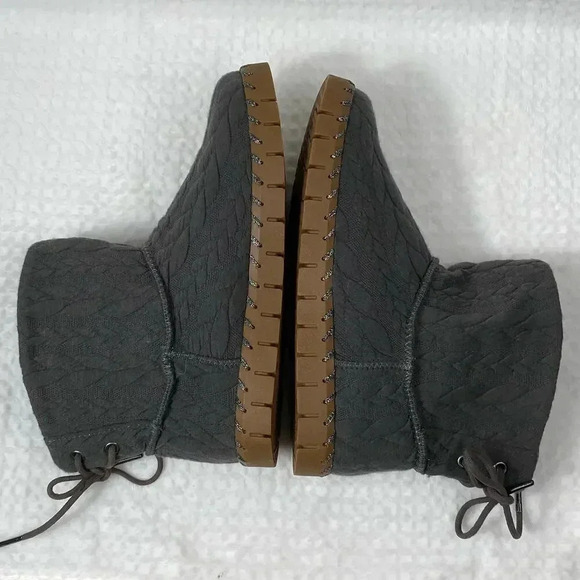 Muk Luks Faux‎ Fur Insole Pull on Boots Womens 7.5 Gray Knit Memory Foam Bootie - Picture 4 of 11